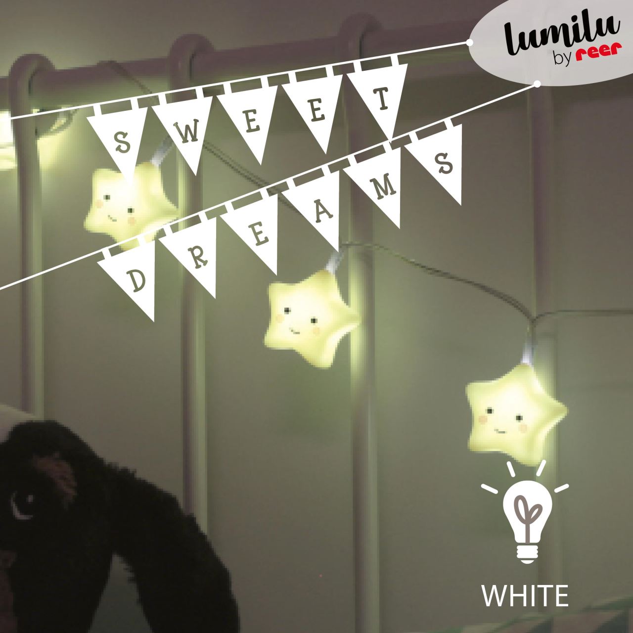 Lampa de veghe ghirlanda, 10 LED-uri, oprire cronometrata, forma stea, galbena, Lumilu String Light Star, Reer 52195, [3],bestfam.ro