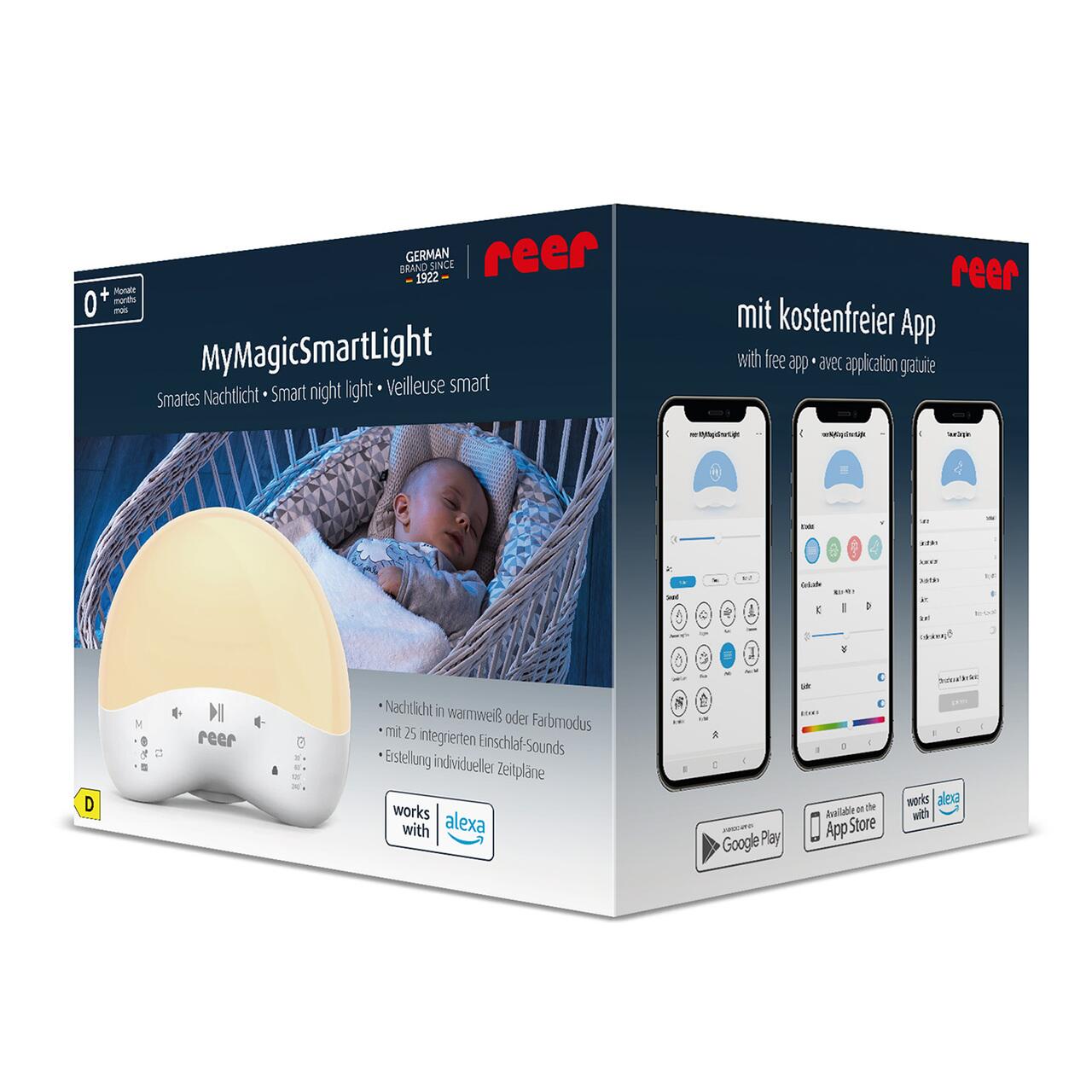 Lampa de veghe inteligenta cu 25 de sunete, multicolora, comunicare prin Wi-Fi cu smartphone, temporizator, Reer MyMagic SmartLight 52470, [3],bestfam.ro