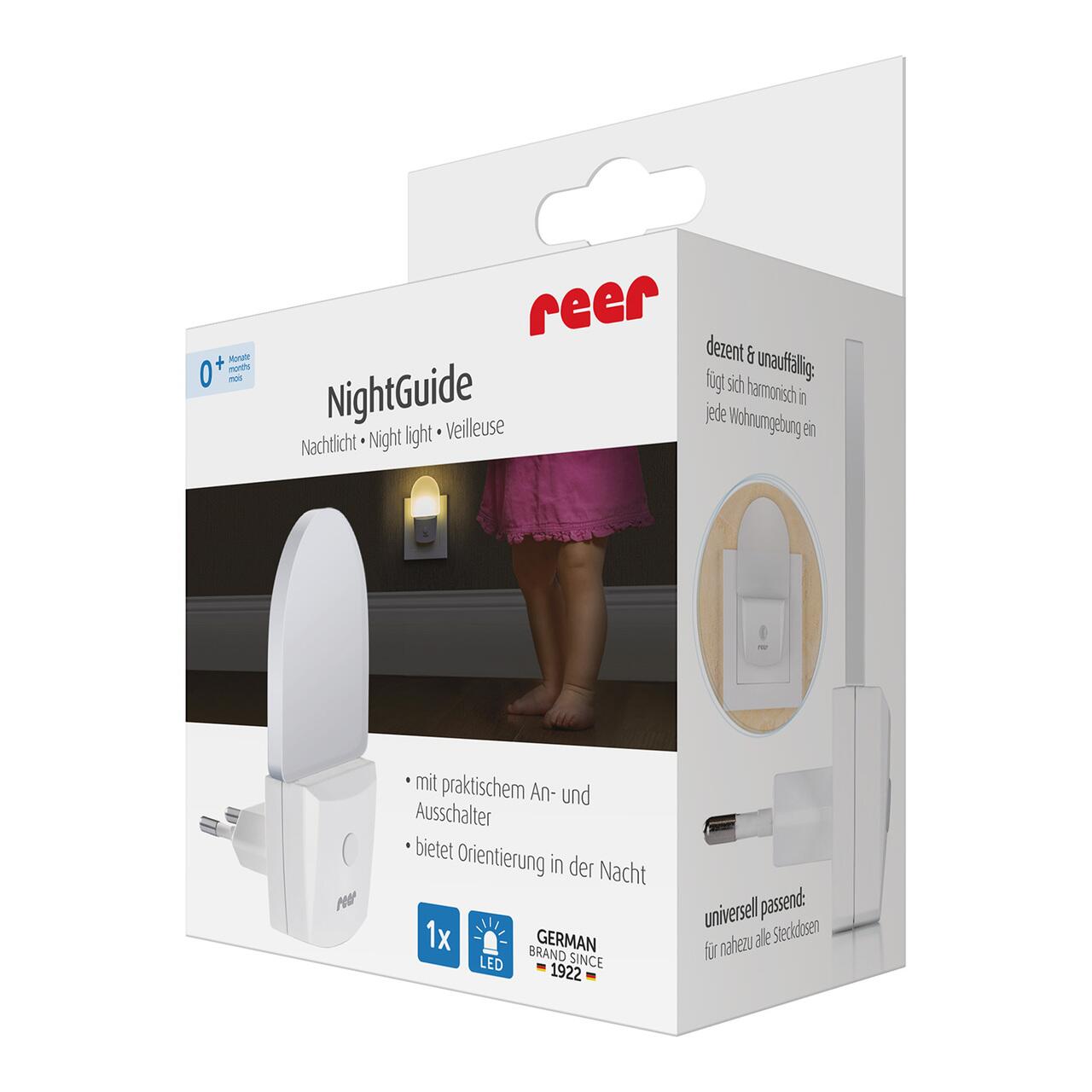 Lampa de veghe pentru priza, cu comutator, 0+ luni, Reer NightGuide 52390, [3],bestfam.ro