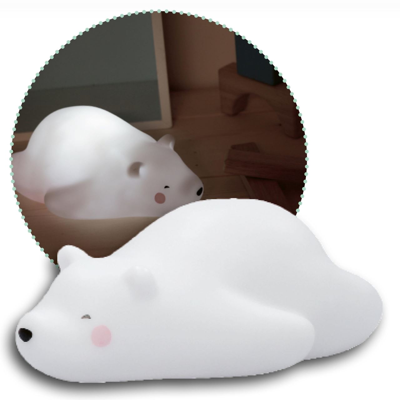 Lampa de veghe si veioza cu LED, lumina reglabila si oprire cronometrata, forma urs polar, alba, Lumilu Lazy Friends Bear, Reer 52230, [2],bestfam.ro