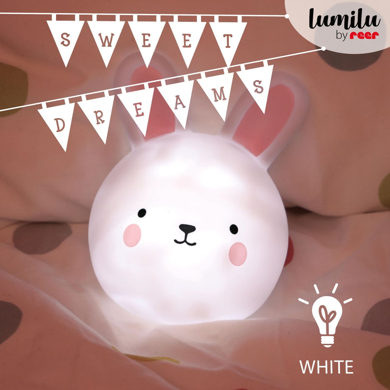 Lampa de veghe si veioza cu touch, 2in1, prindere perete, cu led, lumina reglabila si oprire cronometrata, forma iepuras, Lumilu Touch Light Bunny, Reer 52200, [3],bestfam.ro
