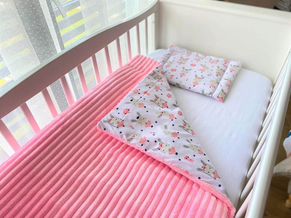 Lenjerie de pat pentru copii - Pink Stripes Ballerina Bunny - Maradalia Kids
