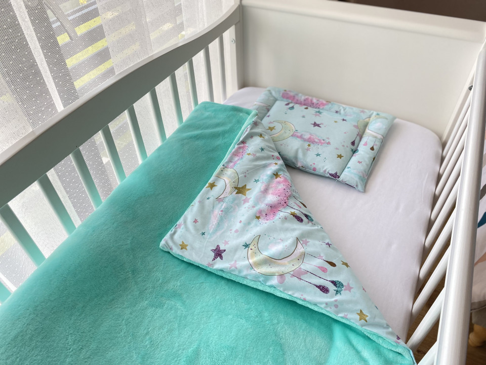 Lenjerie de pat pentru copii - Plain Mint Luna - Maradalia Kids