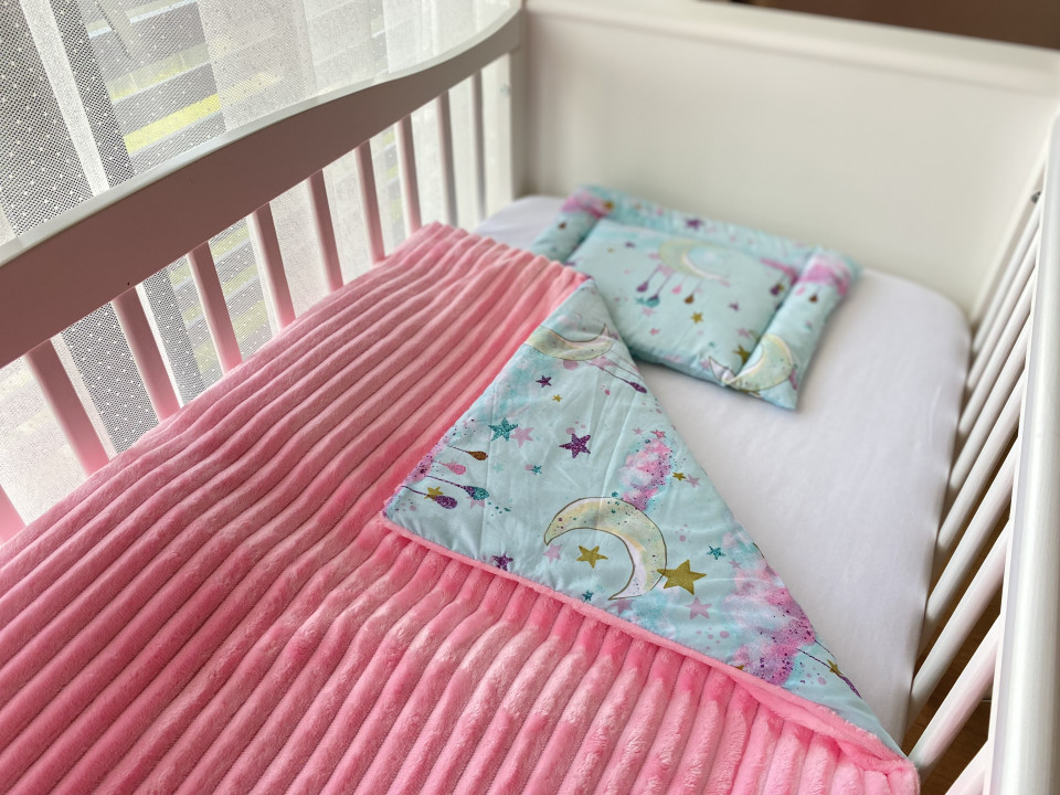 Lenjerie de pat pentru copii - Pink Stripes Luna - Maradalia Kids