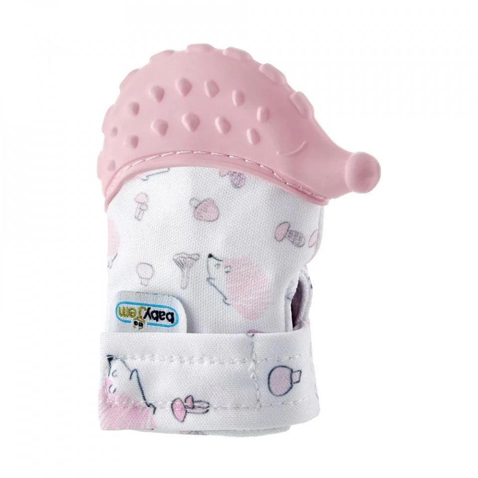 Manusa arici roz pentru dentitie bebelusi  Scratch  Gloves - BabyJem