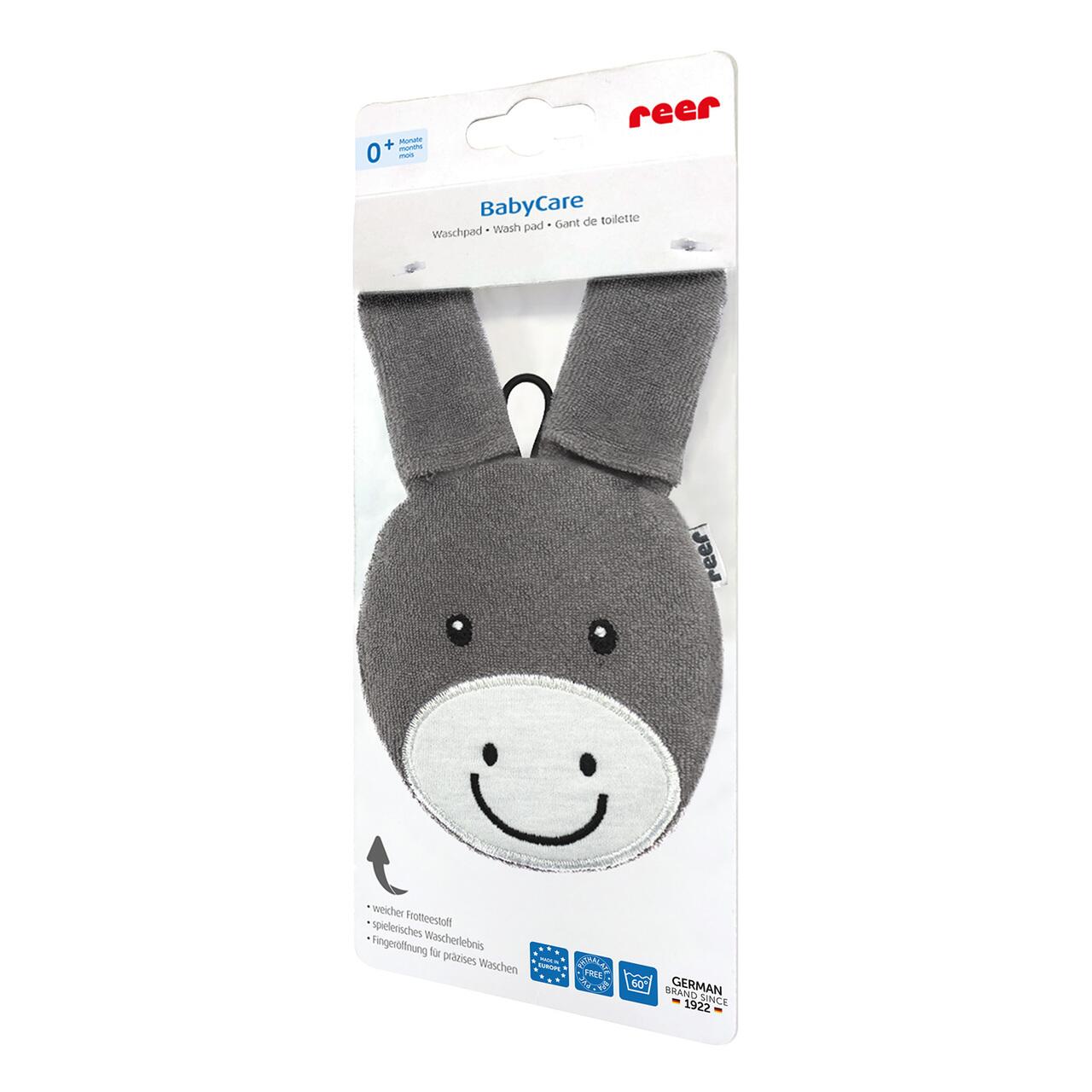 Manusa de baie pentru bebelusi, material textil, forma magarus, fara BPA, 0+ luni, Reer BabyCare Wash Pad 81091, [3],bestfam.ro