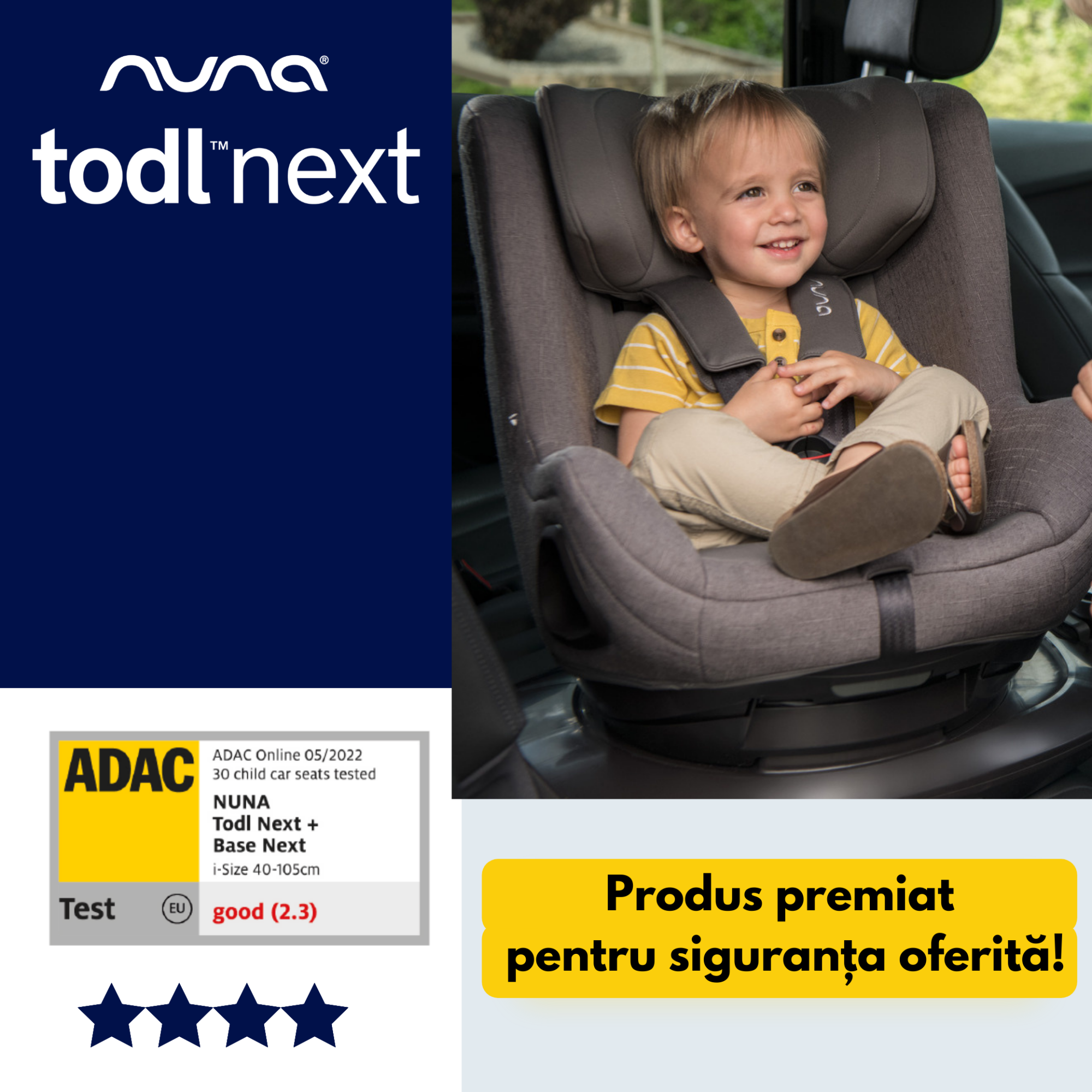 Nuna - Set Scaun auto rotativ i-Size TODL next Pine, 40-105 cm + Baza isofix BASE next i-Size pentru TODL next, testat ADAC, [3],bestfam.ro