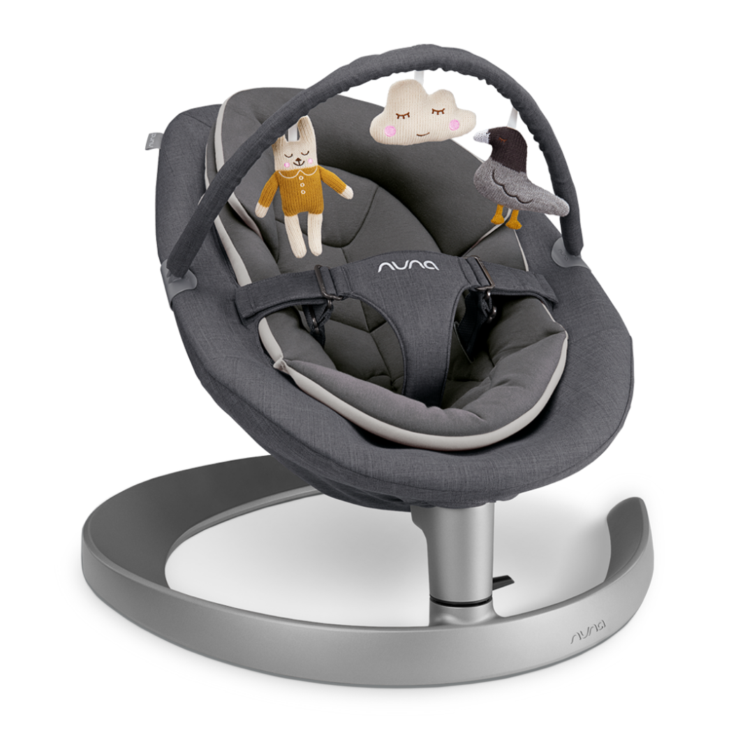 Nuna - Sezlong Leaf Grow Granite cu bara de jucarii inclusa