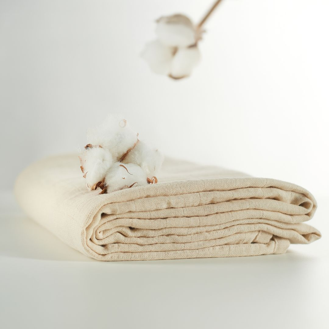 ONINO - Muselina multifunctionala din bumbac 100% organic, HUG.me, Creamy Vanilla, x1 bucata, 120 x 120 cm, certificata GOTS, [6],bestfam.ro