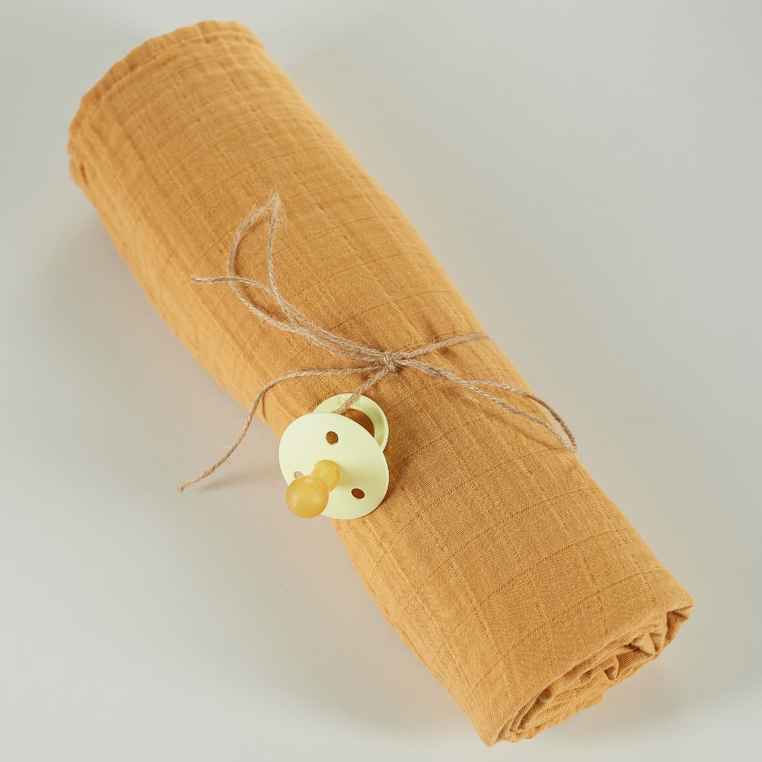 ONINO - Muselina multifunctionala din bumbac 100% organic, HUG.me, Honey Gold, x1 bucata, 120 x 120 cm, certificata GOTS, [3],bestfam.ro