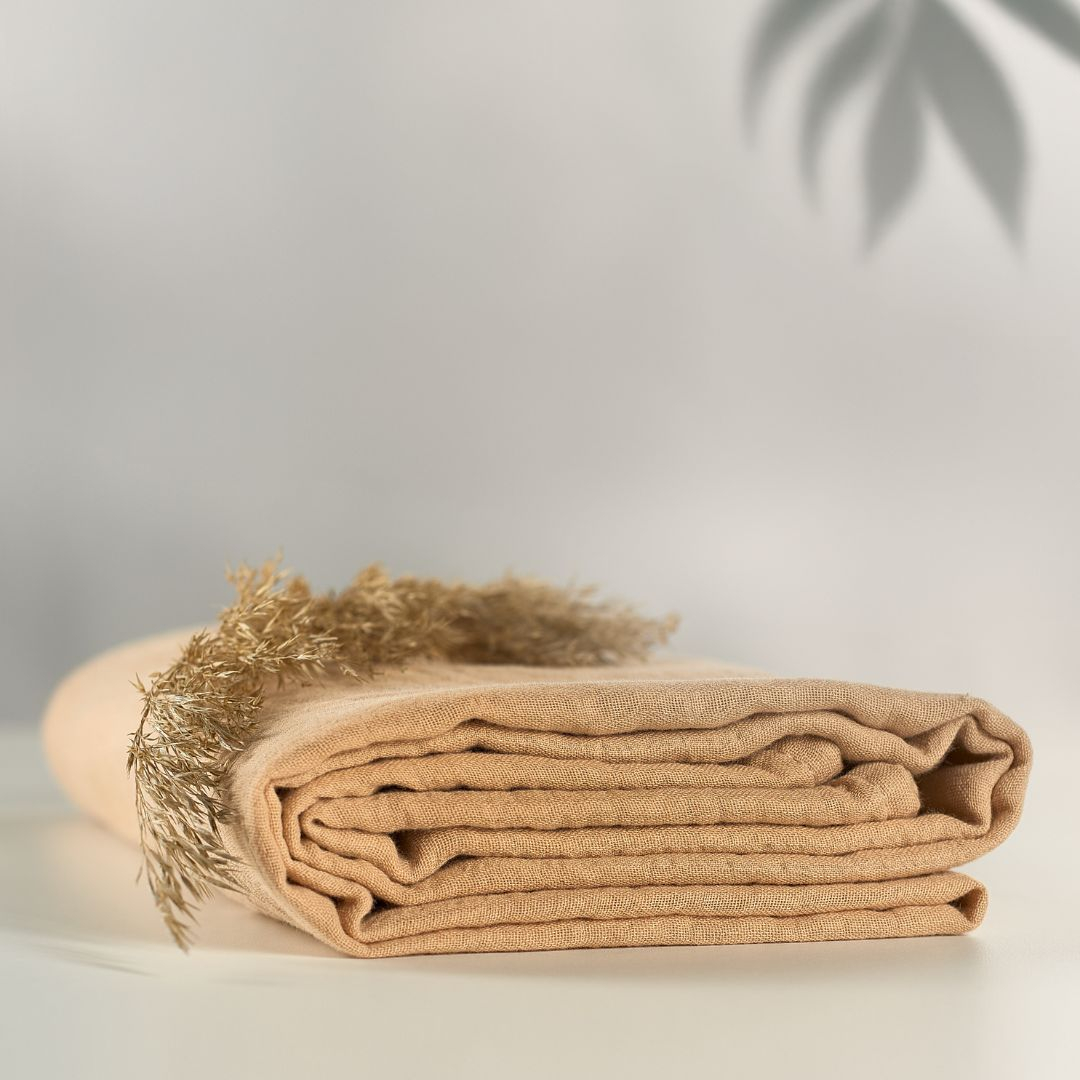 ONINO - Muselina multifunctionala din bumbac 100% organic, HUG.me, Oatmeal Beige, x1 bucata, 120 x 120 cm, certificata GOTS, [3],bestfam.ro