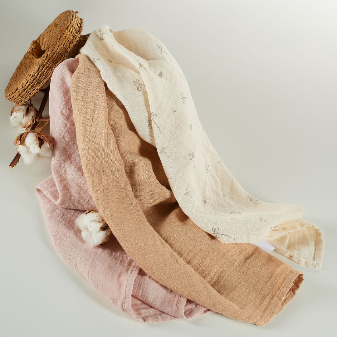 ONINO - Muselina multifunctionala din bumbac 100% organic, HUG.me, Pure Bloom, x3 bucati, 60 x 60 cm, certificata GOTS, [2],bestfam.ro