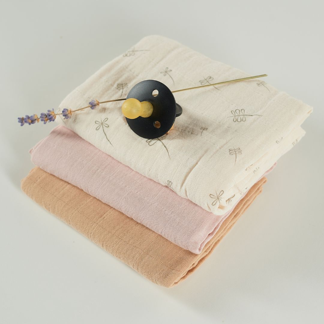 ONINO - Muselina multifunctionala din bumbac 100% organic, HUG.me, Pure Bloom, x3 bucati, 60 x 60 cm, certificata GOTS, [3],bestfam.ro