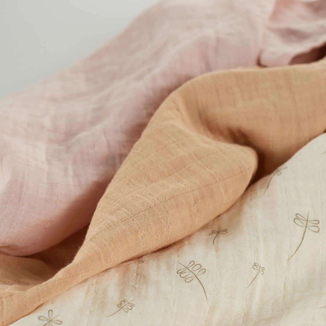 ONINO - Muselina multifunctionala din bumbac 100% organic, HUG.me, Pure Bloom, x3 bucati, 60 x 60 cm, certificata GOTS, [8],bestfam.ro