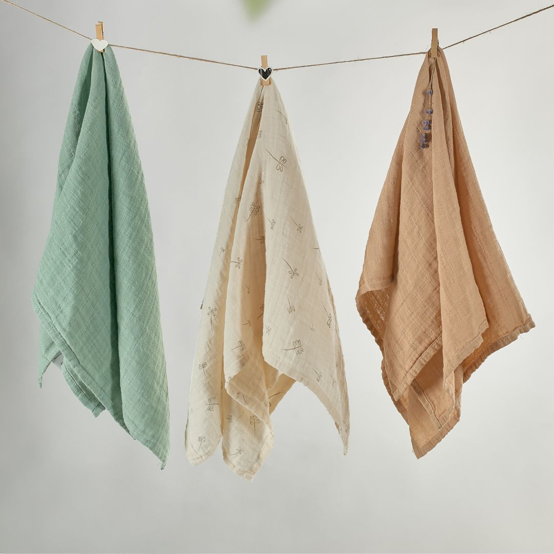 ONINO - Muselina multifunctionala din bumbac 100% organic, HUG.me, Pure Nature, x3 bucati, 60 x 60 cm, certificata GOTS, [2],bestfam.ro