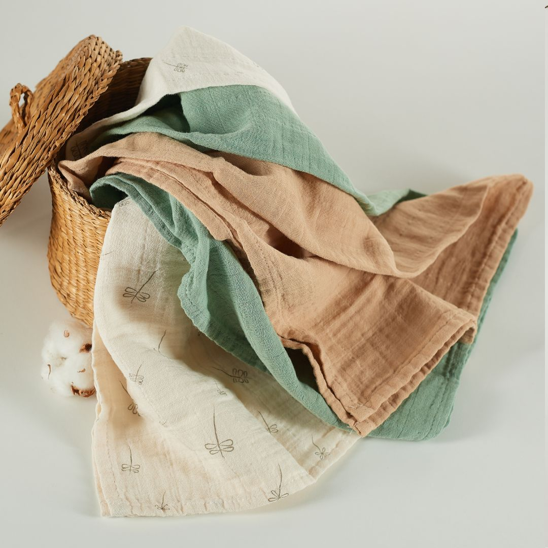 ONINO - Muselina multifunctionala din bumbac 100% organic, HUG.me, Pure Nature, x3 bucati, 60 x 60 cm, certificata GOTS, [8],bestfam.ro