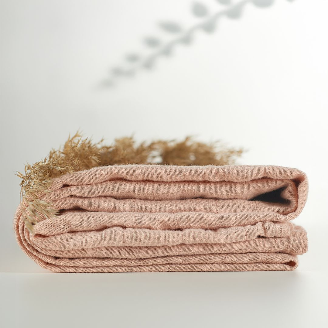 ONINO - Muselina multifunctionala din bumbac 100% organic, HUG.me, Sandy Rose, x1 bucata, 120 x 120 cm, certificata GOTS, [5],bestfam.ro