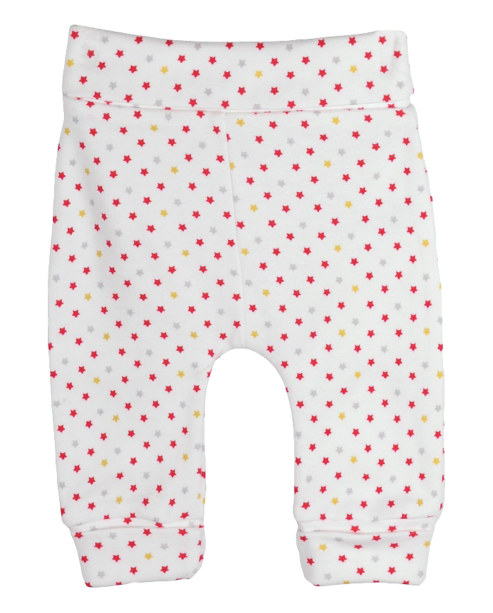 Pantaloni cu manseta din bumbac 100% si imprimeu stelute colorate 6 luni