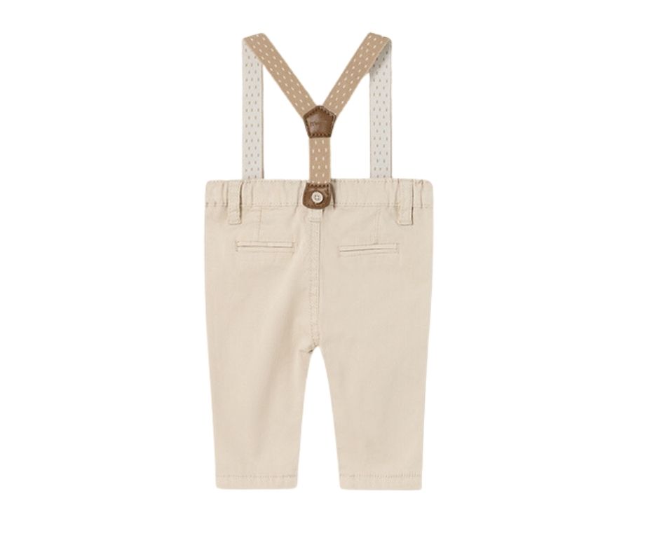 Pantaloni lungi Bej cu bretele - Mayoral   12 luni, [2],bestfam.ro
