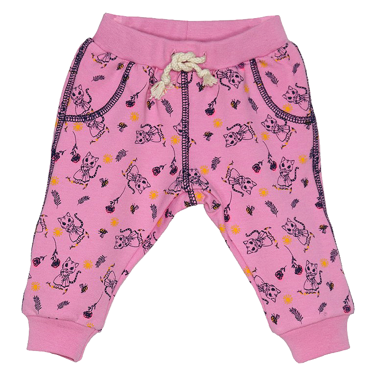 Pantaloni trening - Pisicute - roz cu snur alb 18 luni