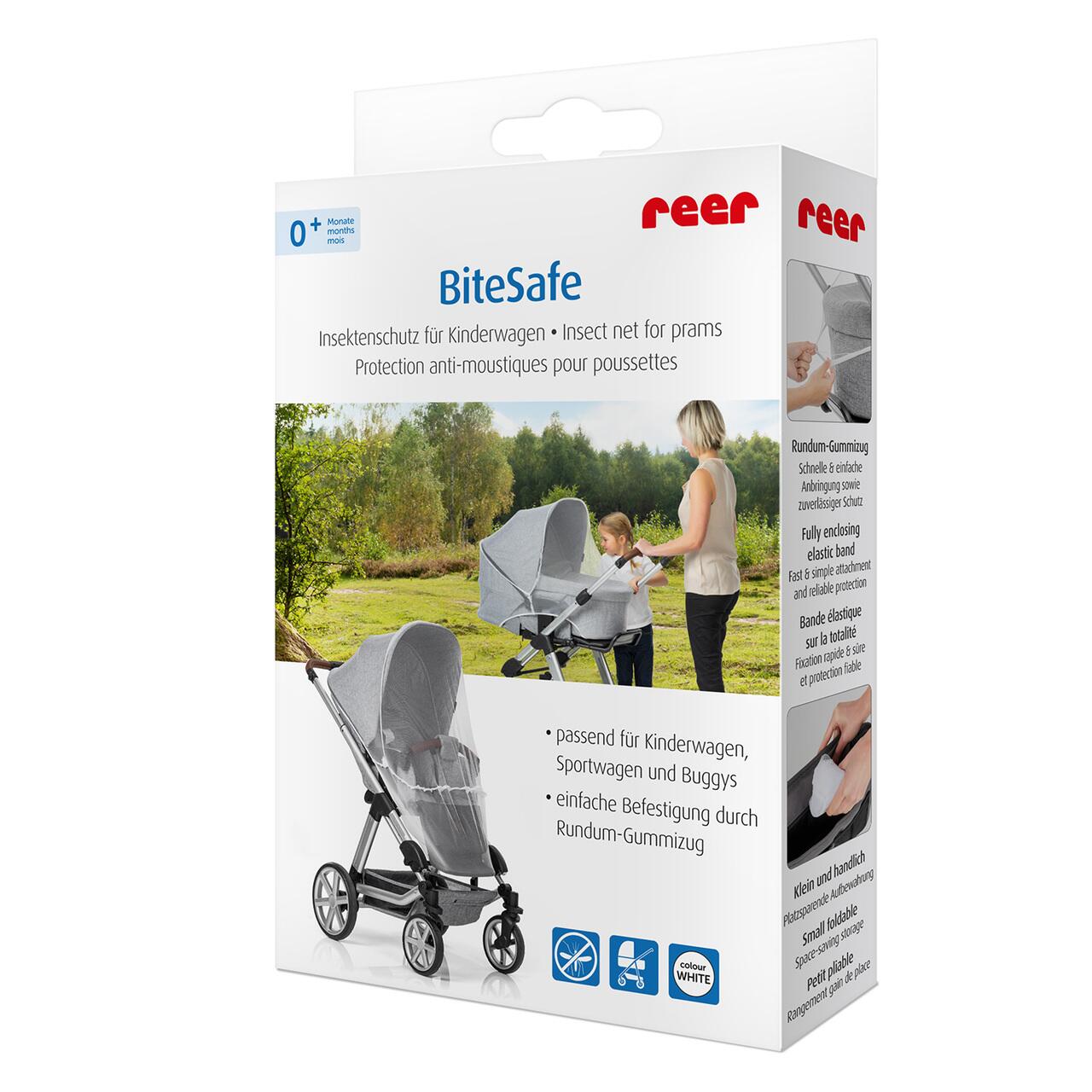 Plasa de insecte pentru carucior bebelusi, protectie tantari, 0+ luni, alba, Reer BiteSafe white 87030, [3],bestfam.ro