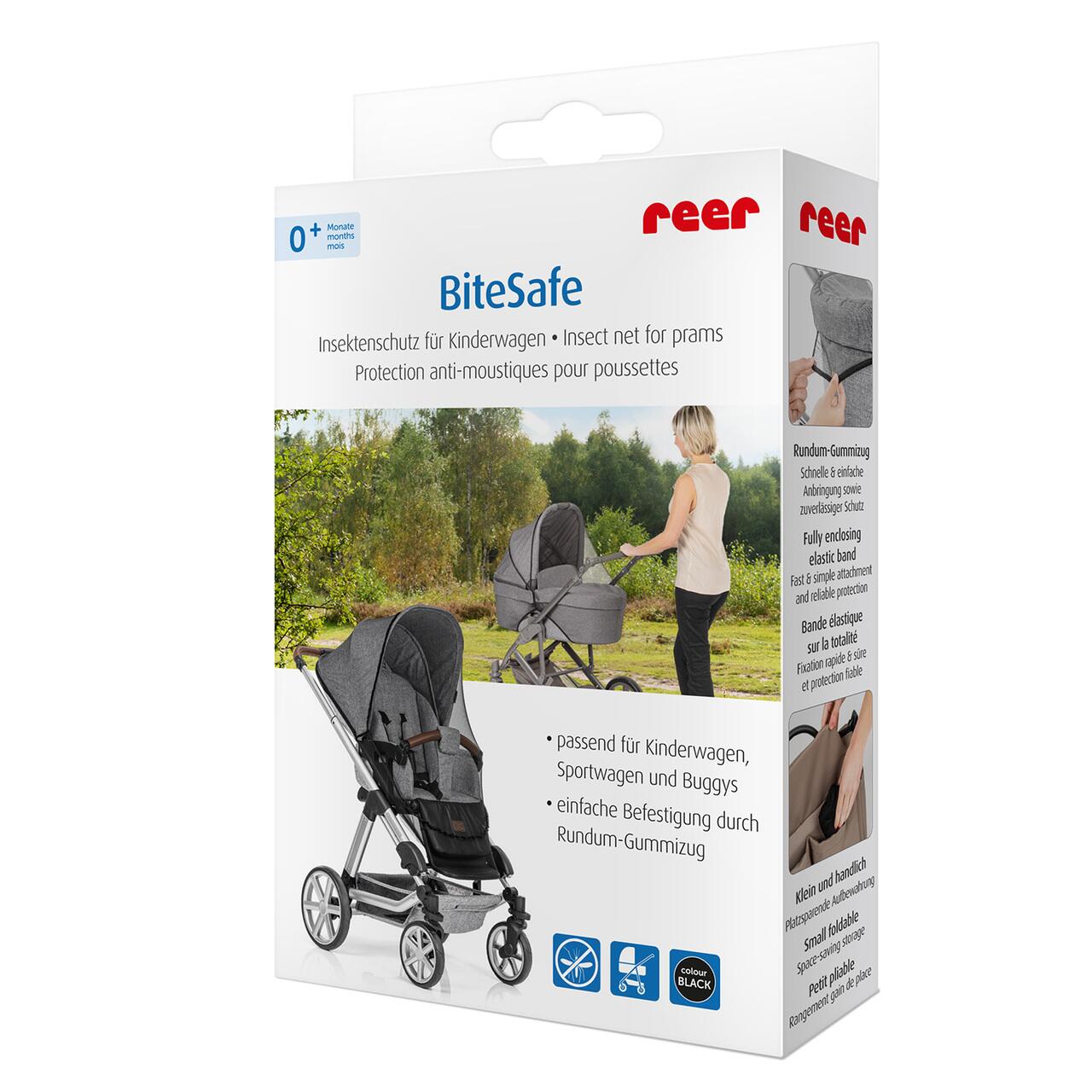 Plasa de insecte pentru carucior bebelusi, protectie tantari, 0+ luni, neagra, Reer BiteSafe black 87021, [3],bestfam.ro