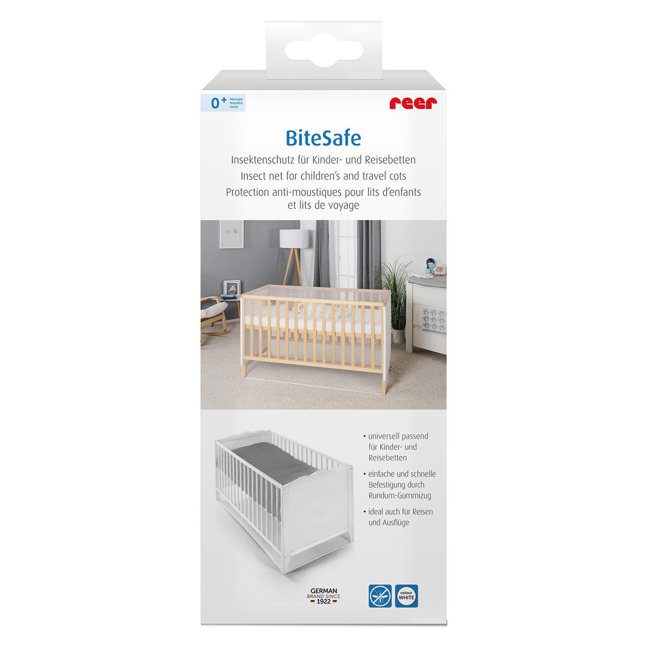 Plasa de insecte pentru patut copii si patut de calatorie, protectie tantari, 0+ luni, alba, Reer BiteSafe 87040, [2],bestfam.ro