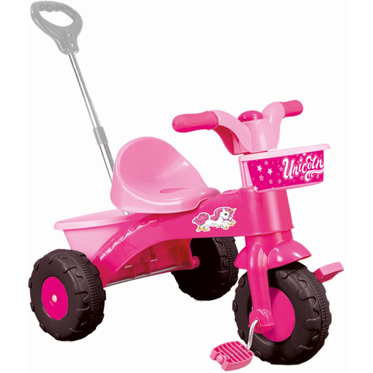 Prima mea tricicleta roz cu maner - Unicorn - Dolu