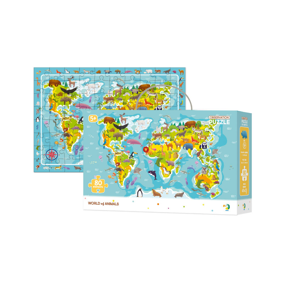 Puzzle - Harta animalelor lumii (80 piese), [3],bestfam.ro