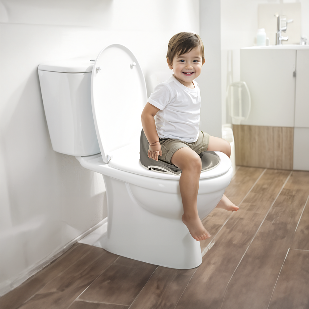 Reductor toaleta antiderapant cu spatar - Gri, [2],bestfam.ro