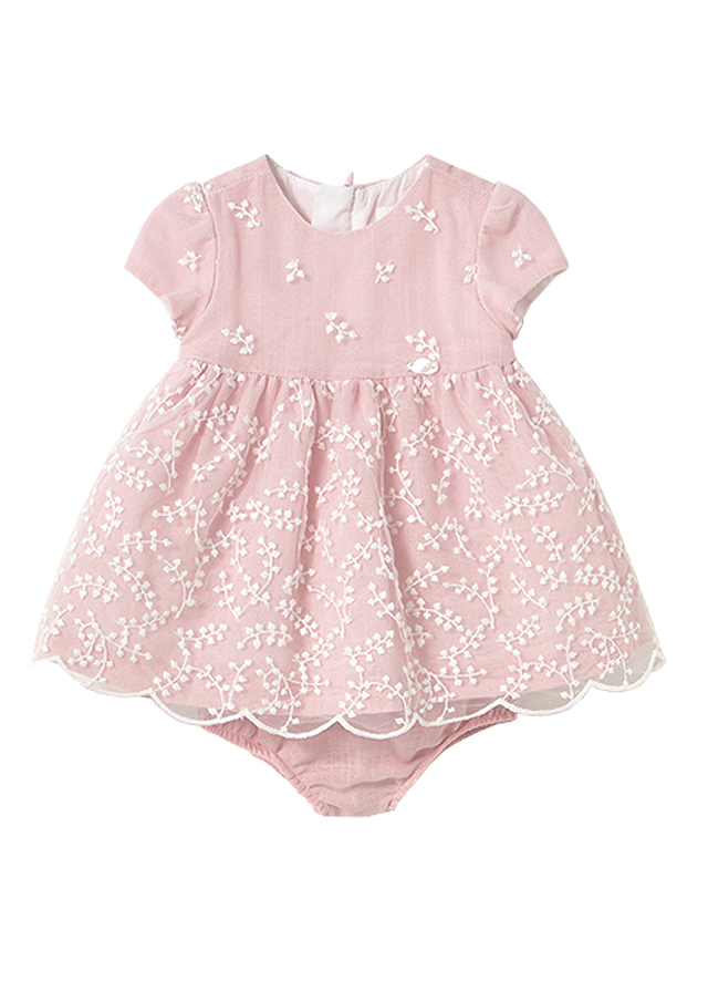 Rochie brodata + chilotei - Roz - Mayoral 4-6 luni