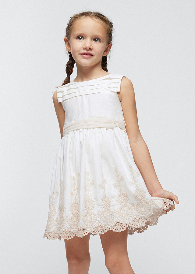 Rochie brodata Better Cotton - bej - Mayoral  