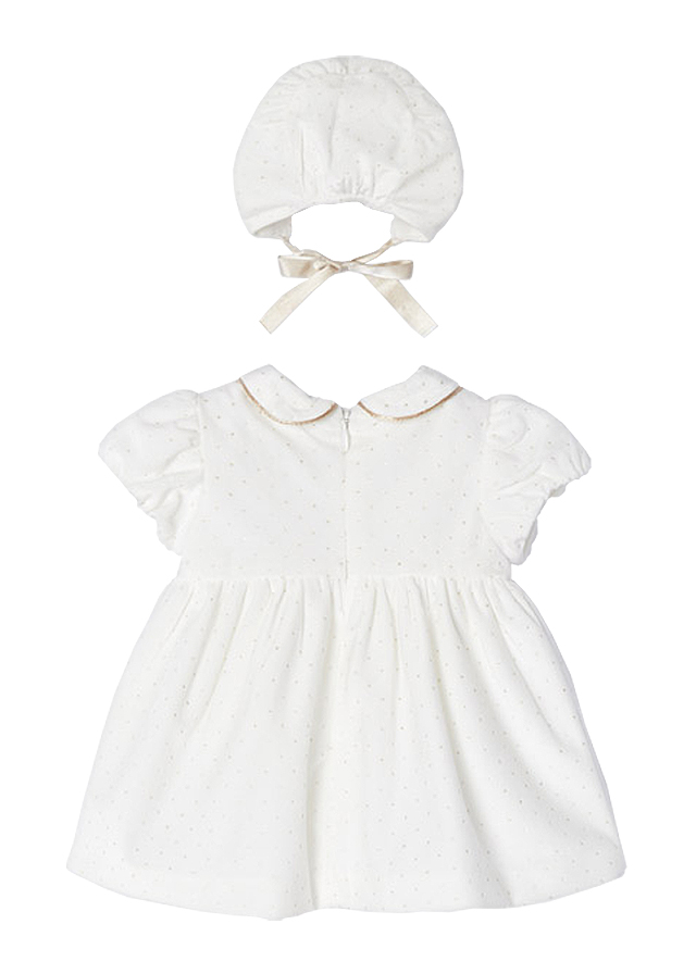 Rochie catifea + boneta - Alb - Mayoral  4-6 luni, [2],bestfam.ro