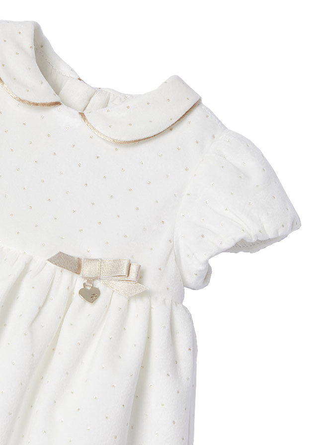 Rochie catifea + boneta - Alb - Mayoral  4-6 luni, [3],bestfam.ro