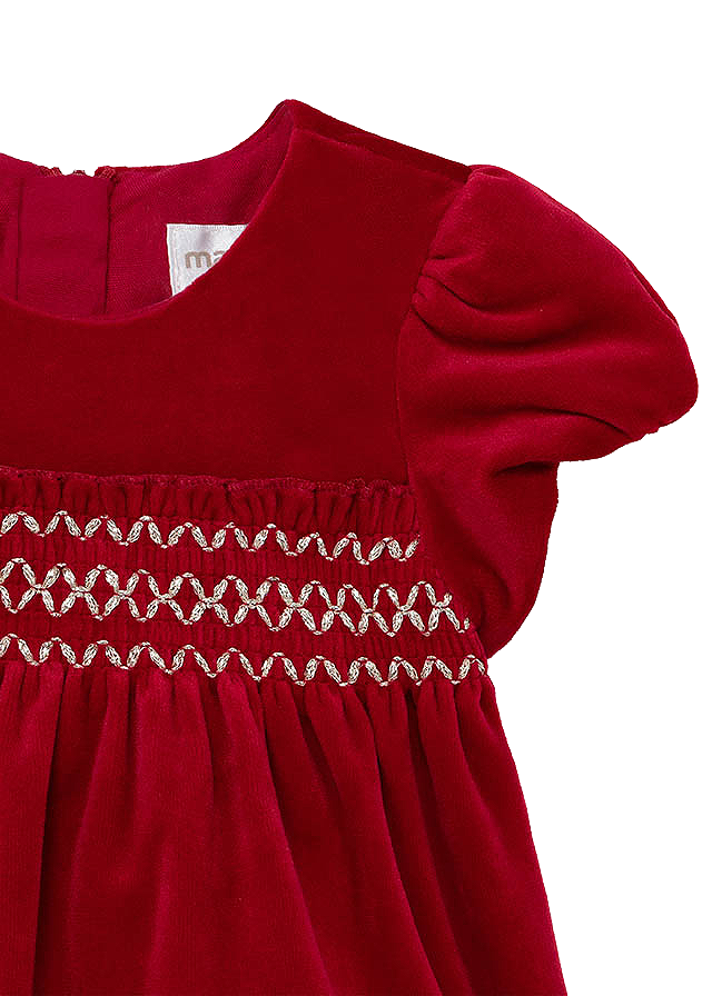 Rochie catifea si boneta - Rosu - Mayoral 4-6 luni, [3],bestfam.ro