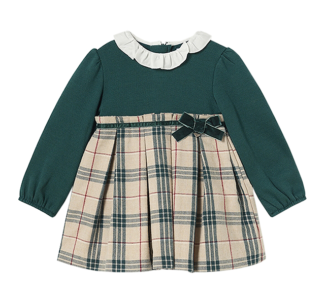 Rochie combinata carouri - verde - Mayoral    24 luni