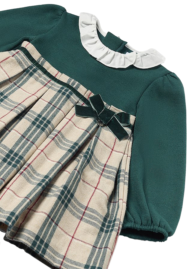 Rochie combinata carouri - verde - Mayoral    24 luni, [2],bestfam.ro