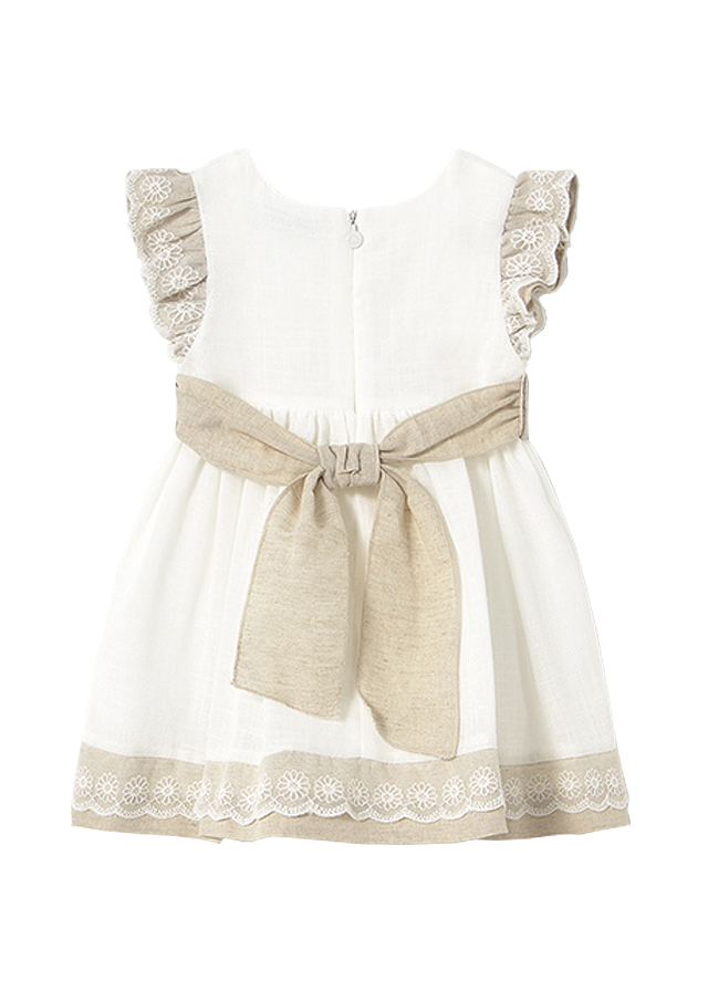 Rochie cu volane si cordon - alb / bej - Mayoral , [2],bestfam.ro