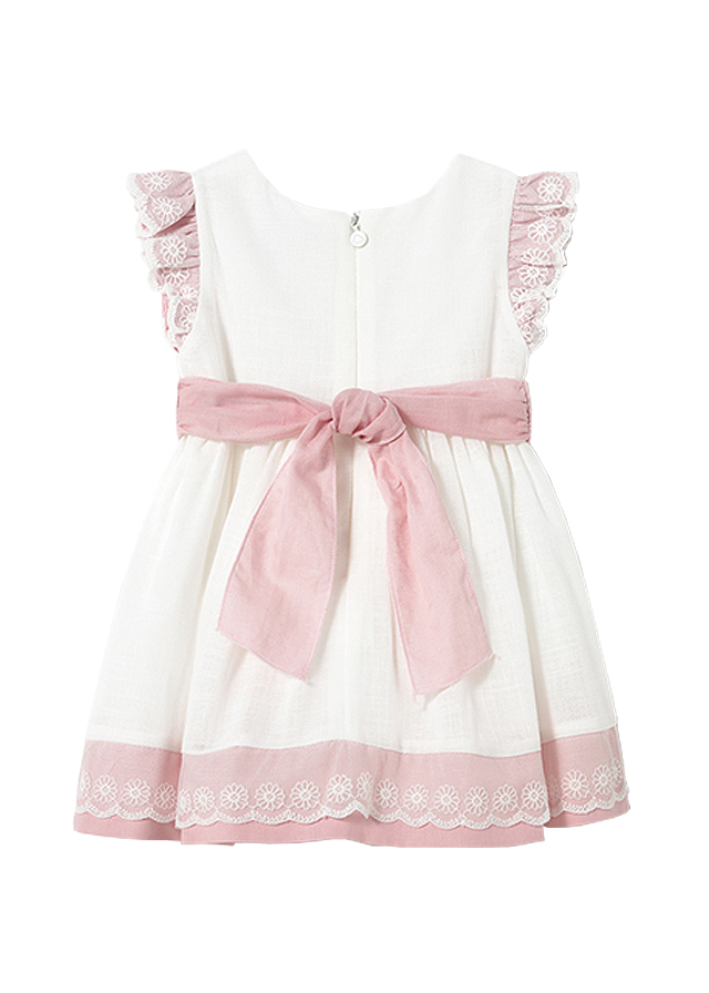 Rochie cu volane si cordon - alb / roz - Mayoral , [2],bestfam.ro