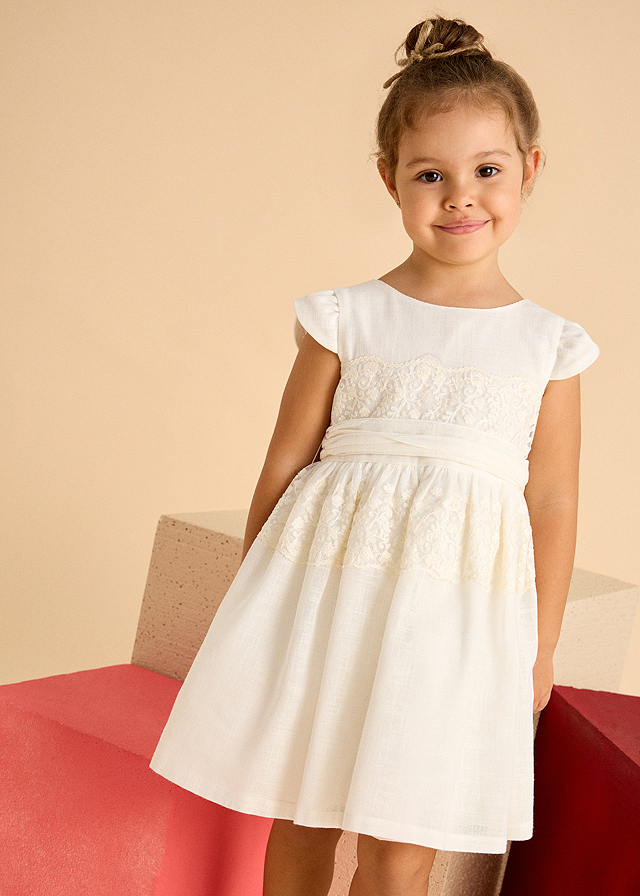 Rochie dantela cu cordon - alb - Mayoral