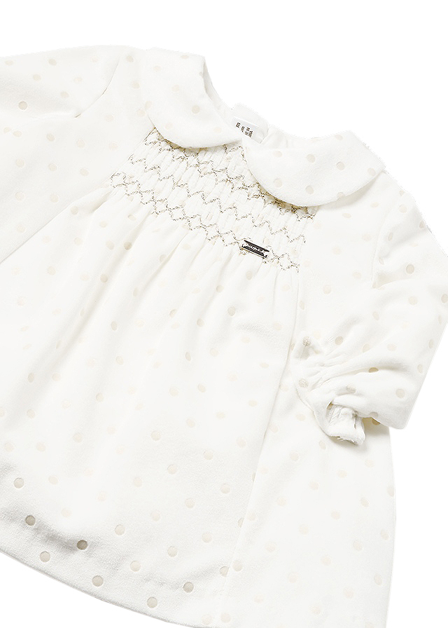 Rochie din catifea cu sclipici - ecru - Mayoral  6-9 luni, [3],bestfam.ro