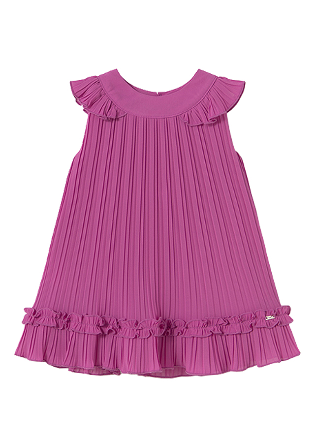 Rochie plisata cu volane - roz - Mayoral  3 ani