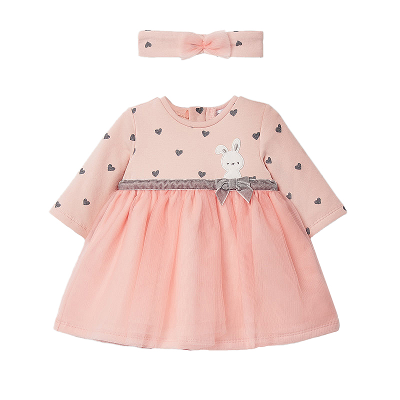 Rochie plus cu tul + bentita - Roz - Mayoral