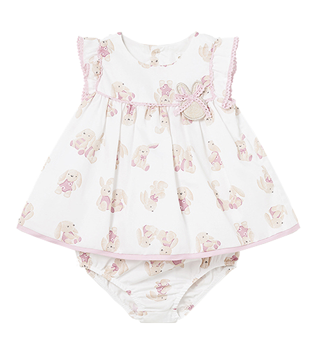 Rochie satin - alb - iepurasi - Mayoral   