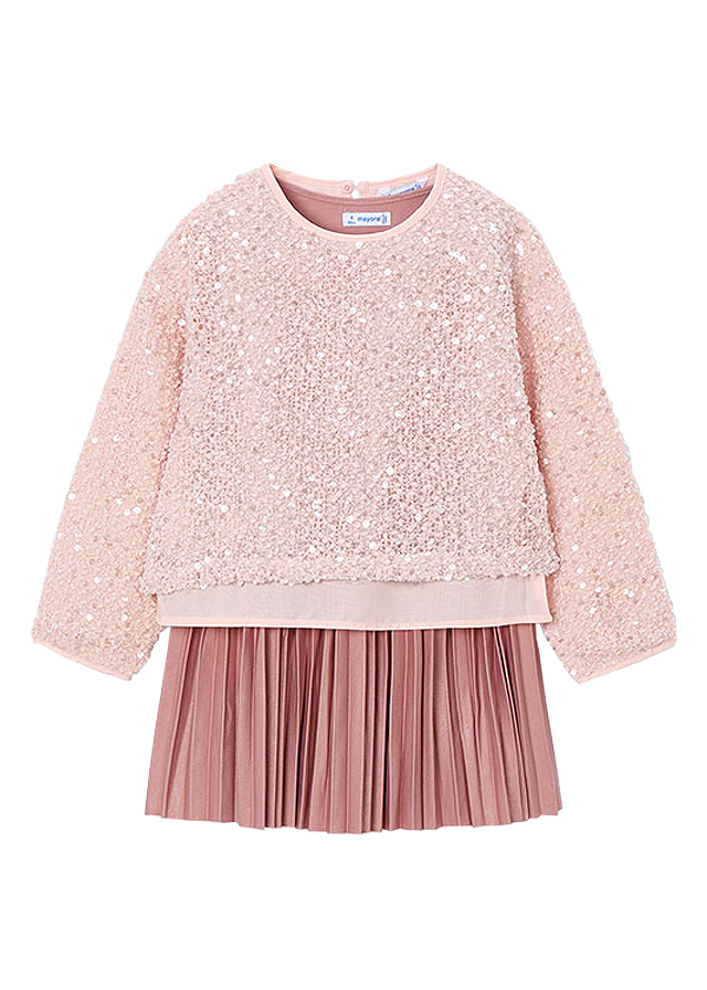 Rochie tricot si pulover paiete - roz - Mayoral 