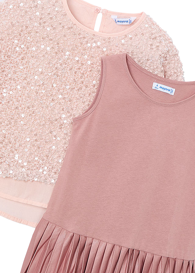 Rochie tricot si pulover paiete - roz - Mayoral 6 ani, [3],bestfam.ro