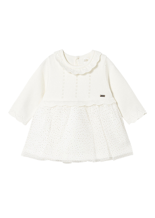 Rochie tricot si tul - alb - Mayoral  