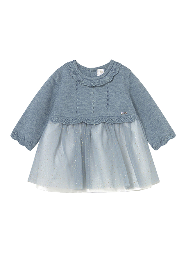 Rochie tricot si tul - gri - Mayoral 