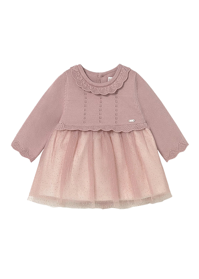 Rochie tricot si tul - bej - Mayoral 
