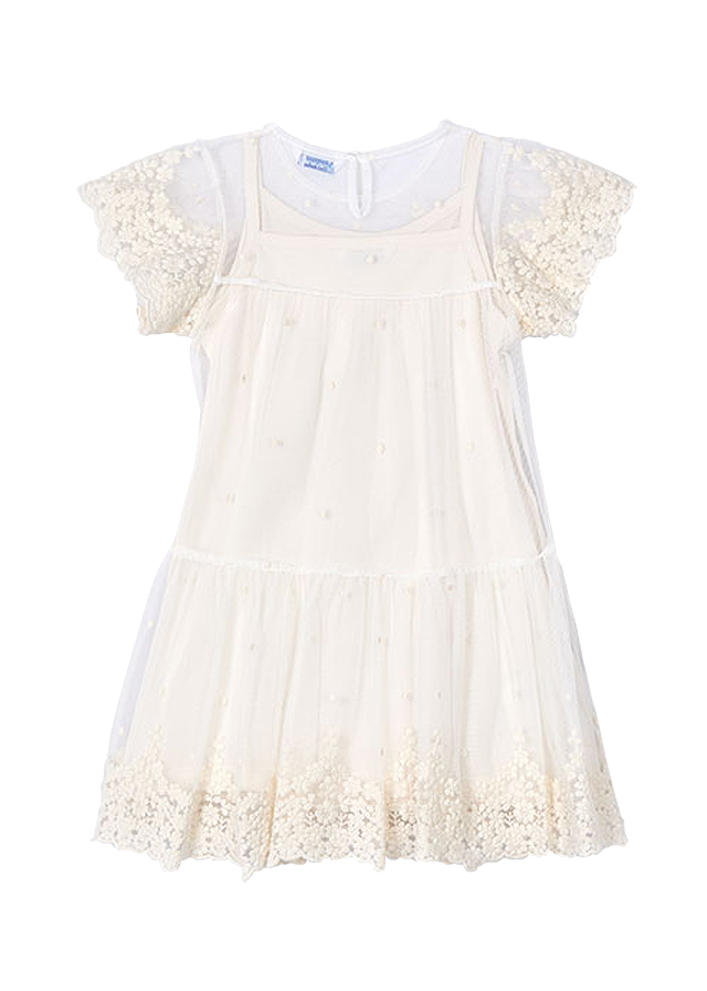 Rochie tul brodata - crem - Mayoral, [5],bestfam.ro